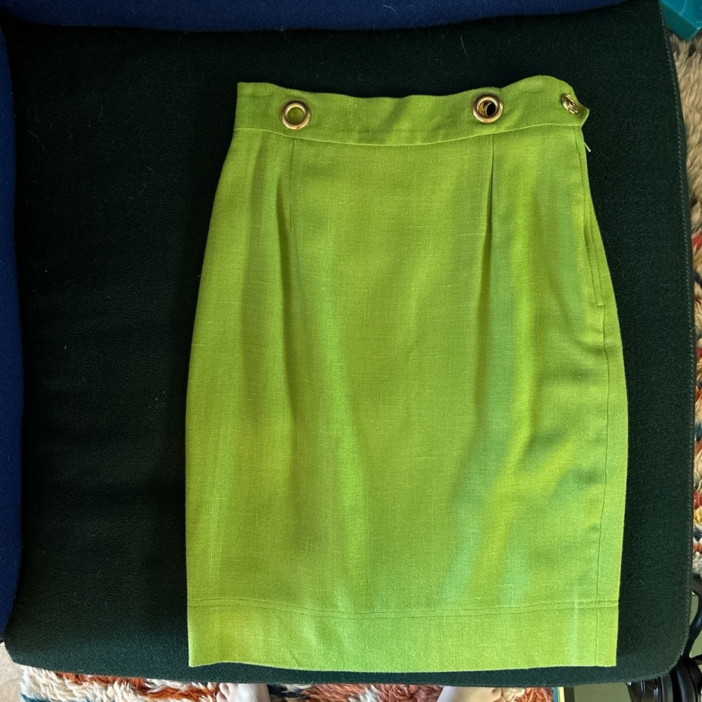 Vintage 90’s Moschino linen line green mini skirt